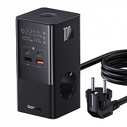 incarcator-de-retea-baseus-powercombo-cu-prelungitor-100w-2x-ac-2x-usb-c-2x-usb-a-1-5m-negru